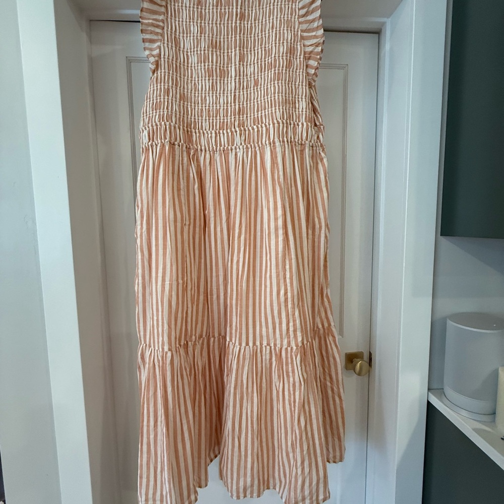 Anthropologie Peach and White Striped Peregrine Maxi Dress 2X - Picture 5 of 5
